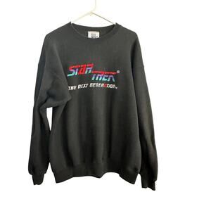 Vintage Startrek Men's Black The Next Generation Starfleet Sweatshirt Size XL